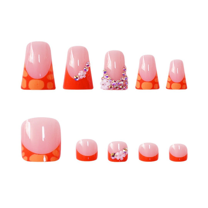 Decorative Press-On Nail Set with Vibrant Shapes and Gems Bowlift