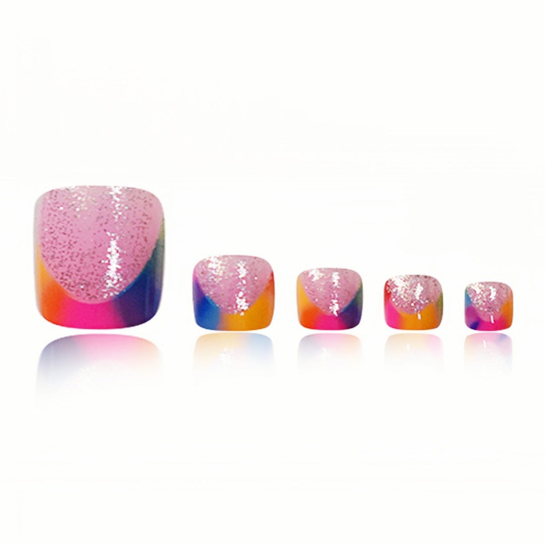Vibrant Geometric Press-On Toe Nails Bowlift