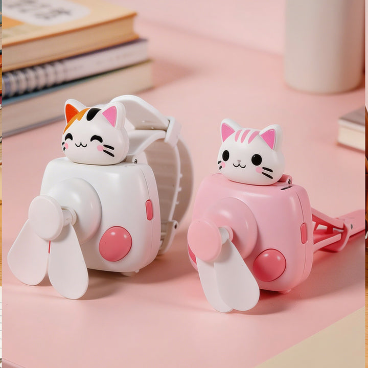 Ladies hand fan with cat design Bowlift