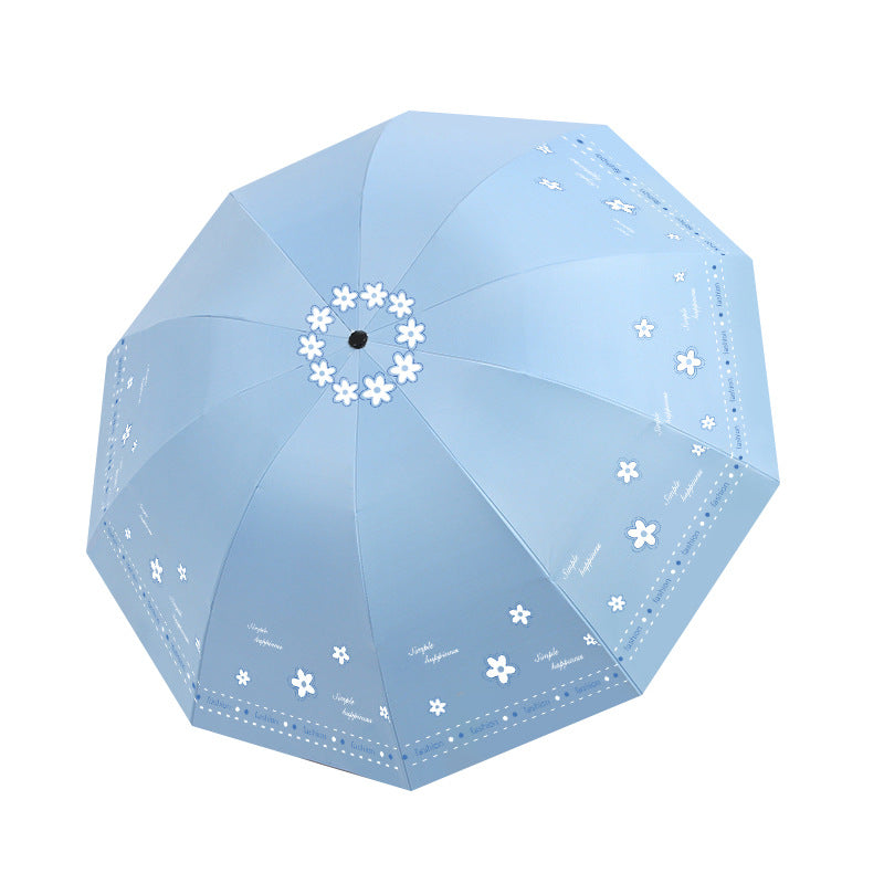 Women's Folding Umbrella with Floral Patterns and UV Protection Bowlift