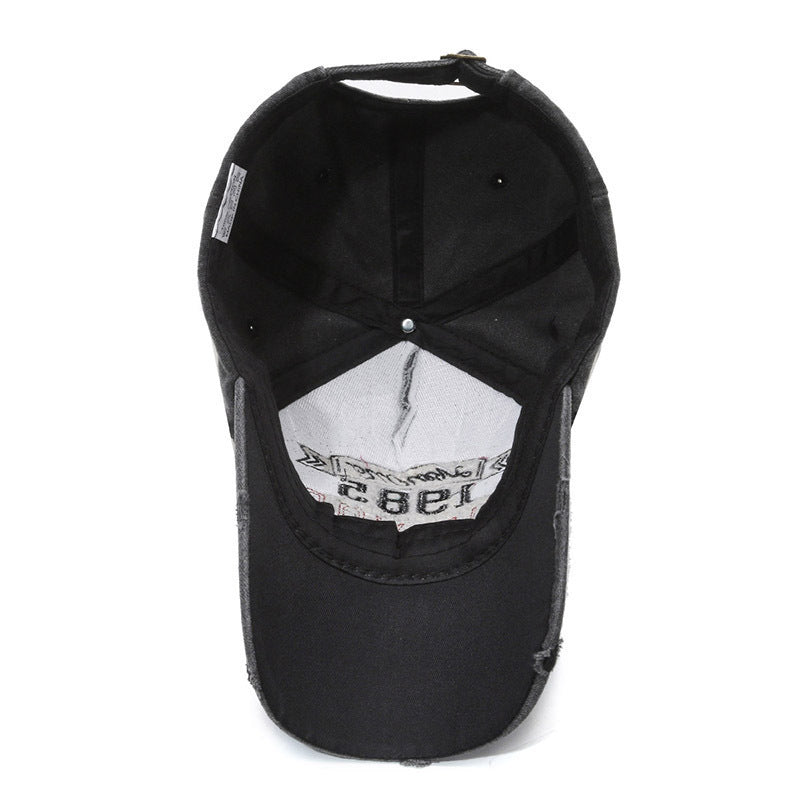 Men's Distressed Cotton Graphic Baseball Cap Bowlift