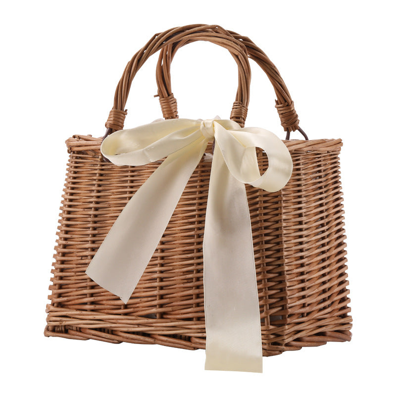 Women's basket bag with elegant bow decoration Bowlift