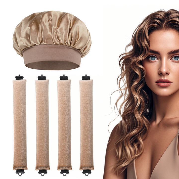 Satin Sleep Cap and Hair Rollers