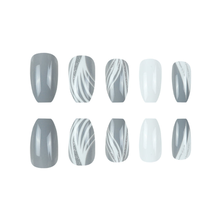 Glossy Stiletto Press-On Nail Set with Glittered Design Bowlift