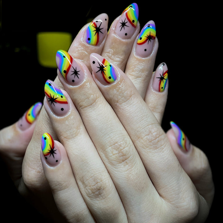 Colorful Rainbow-Themed Nail Art Bowlift