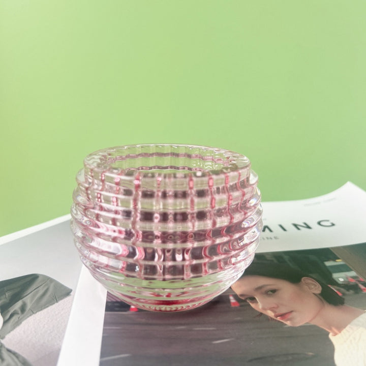 Round Ribbed Glass Votive Candle Holder for Tealights Bowlift
