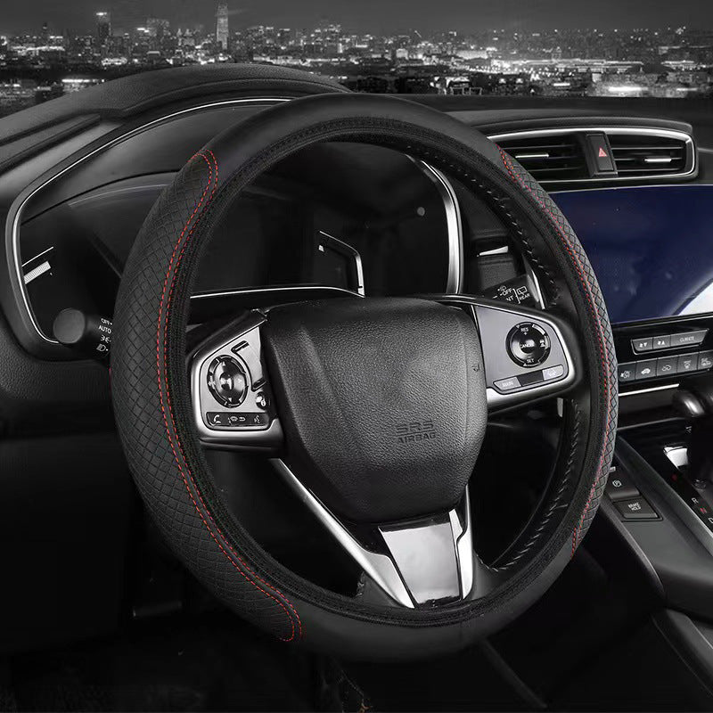 Premium Non-Slip Leatherette Steering Wheel Cover with Quilted Grip and Heat Resistant Padding Bowlift