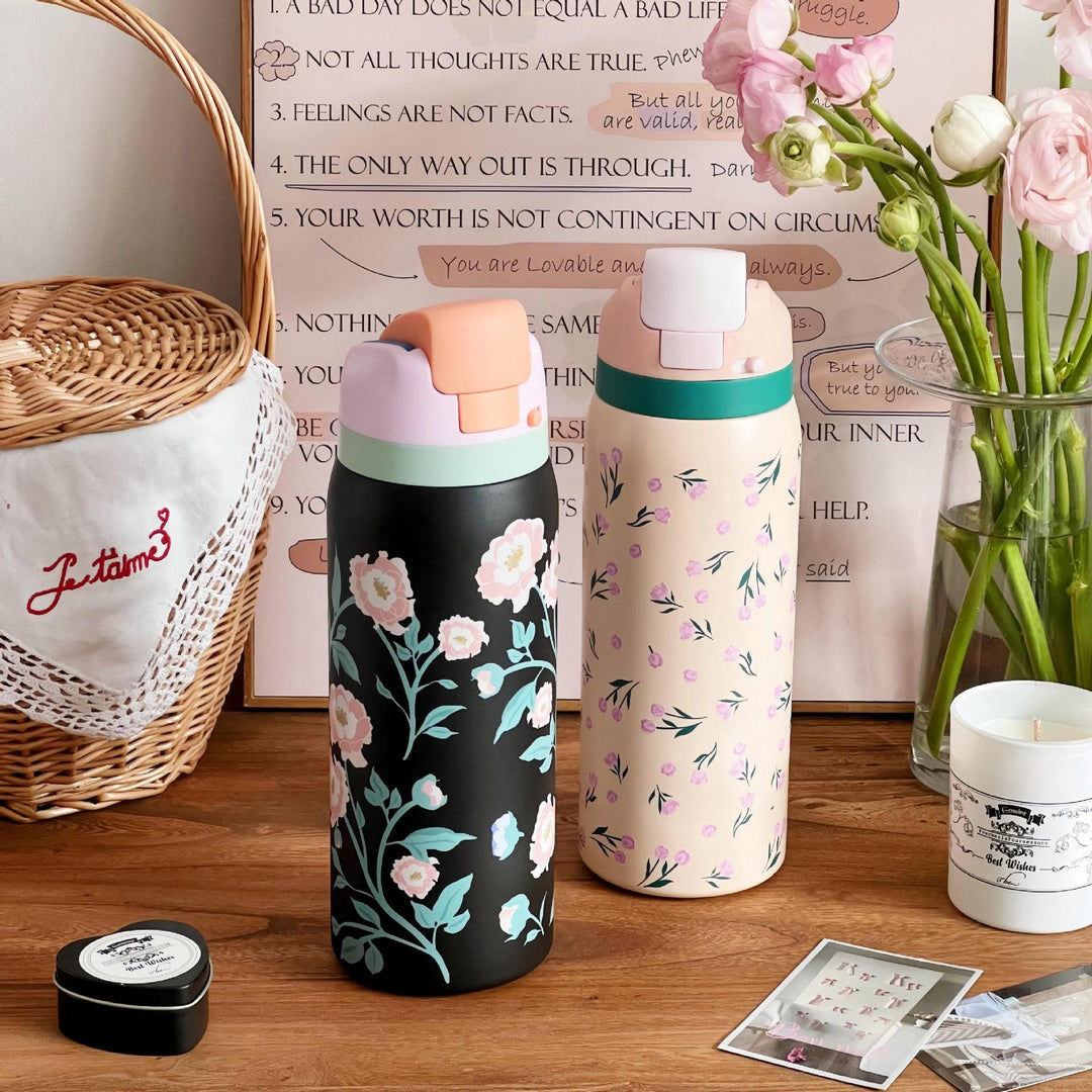 Ladies Insulated Water Bottle with Floral Design Bowlift