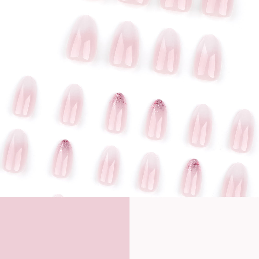 Artful Nail Extensions with Glitter Decoration and Ombre Effect Bowlift