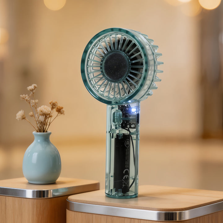Women's portable mini hand fan with USB charging function and flexible tilt mechanism Bowlift