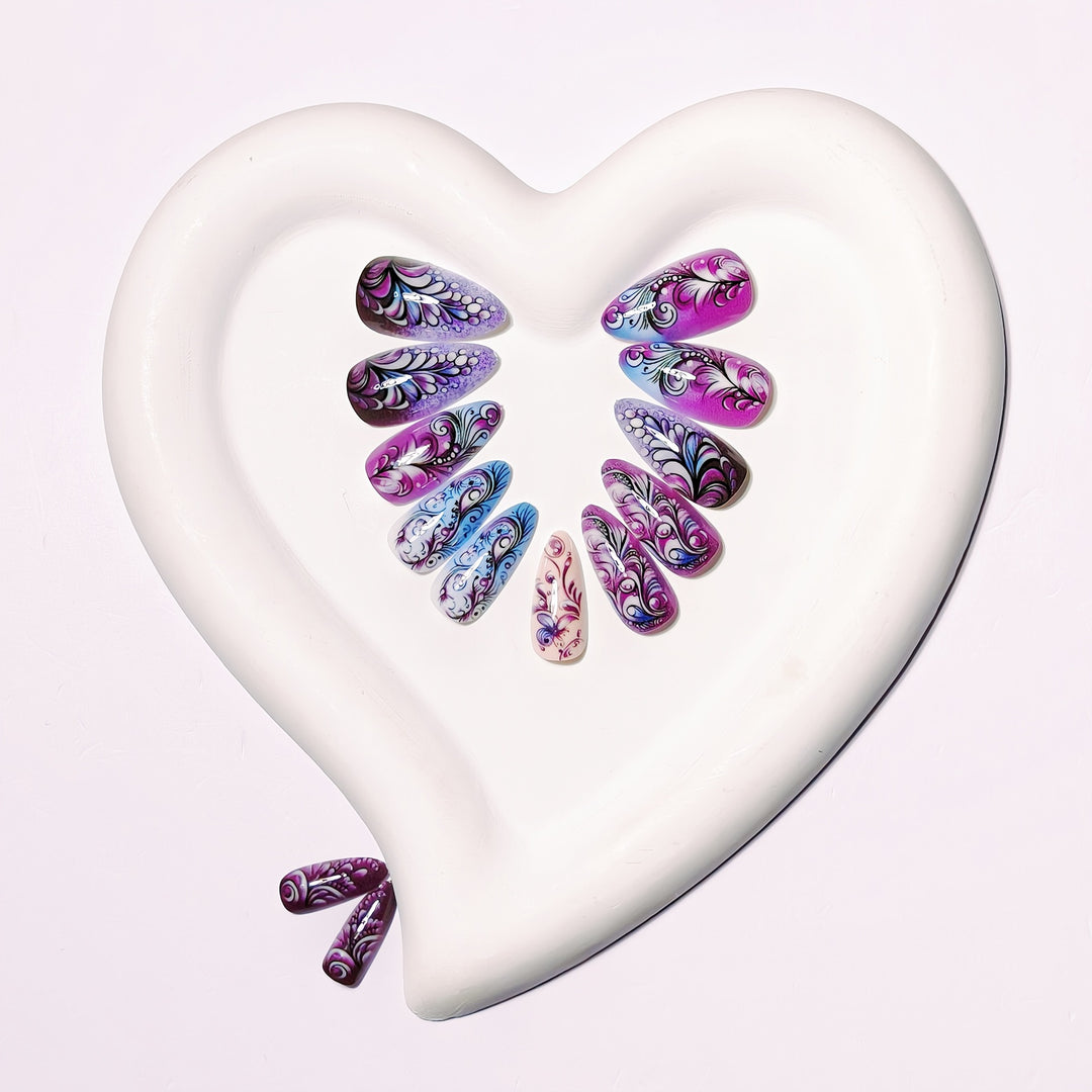 Artistic Floral Nail Design Bowlift