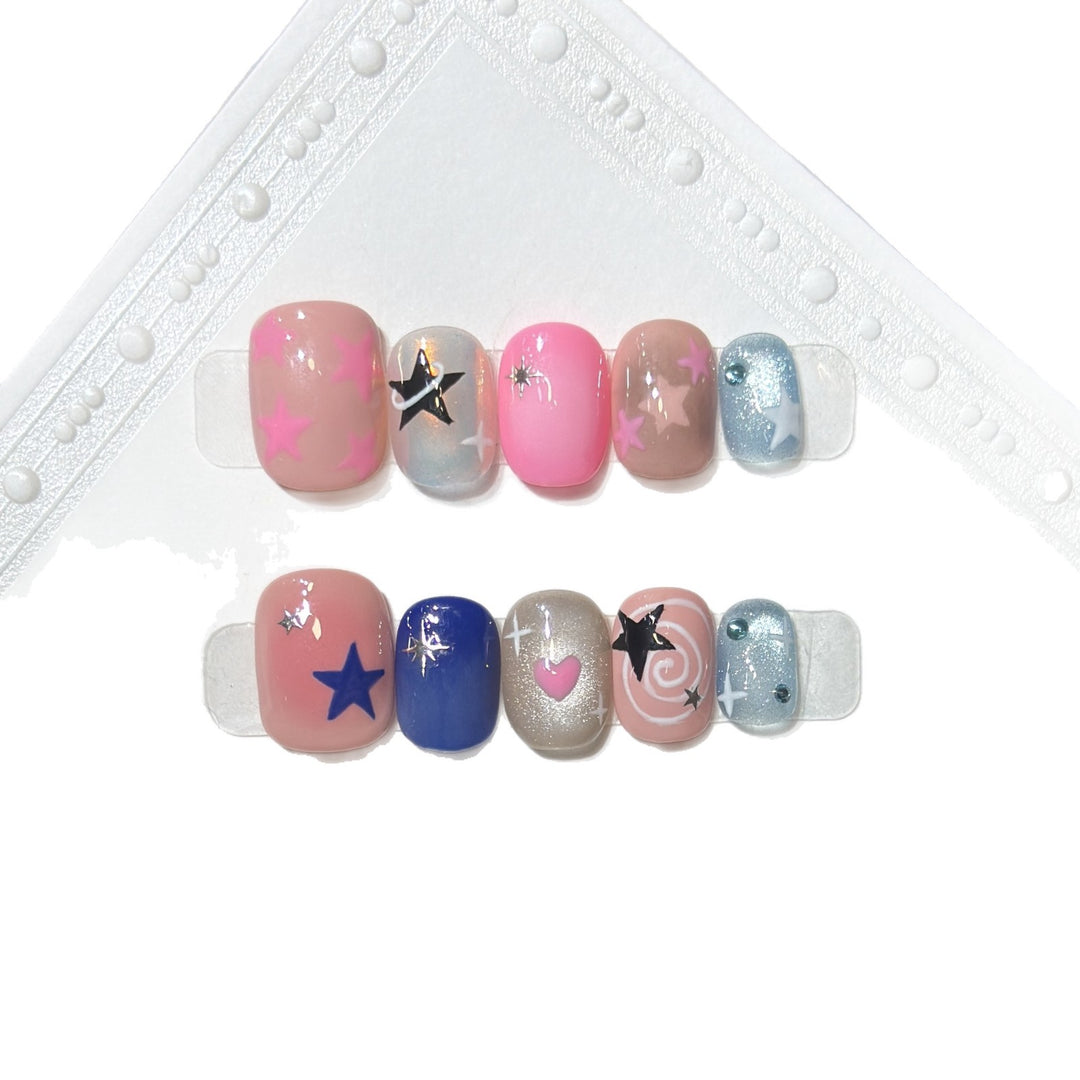 Decorative Nail Art Set with Star and Heart Accents Bowlift