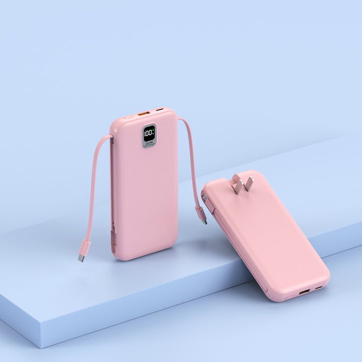 Portable power bank with integrated charging cable and LED display Bowlift
