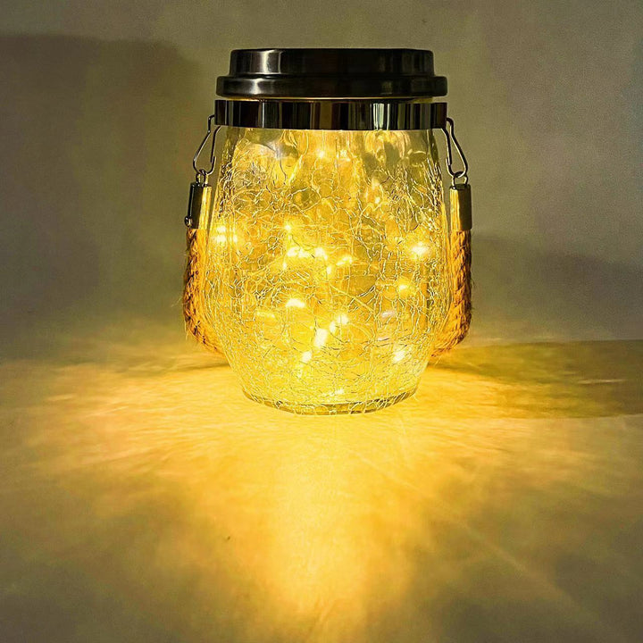 BowLift | Contemporary Creative Crackle Glass Bottle Star Decor LED Solar String Light For Outdoor Patio