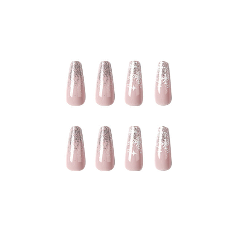 Artful nail art in winter design with glitter and snowflakes Bowlift