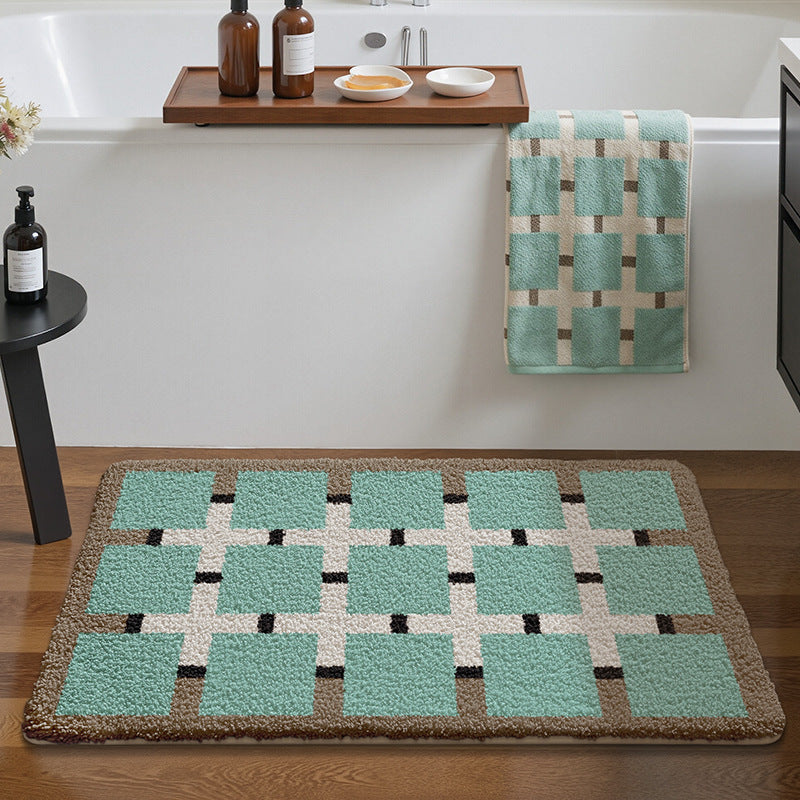 Plush Geometric Bath Mat Bowlift