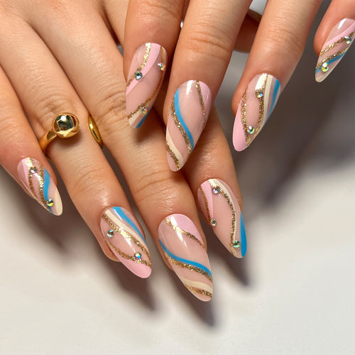Artful Nail Art with Glitter and Gradient Colors Bowlift