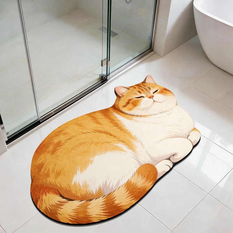 Cat-Shaped Plush Bath Mat