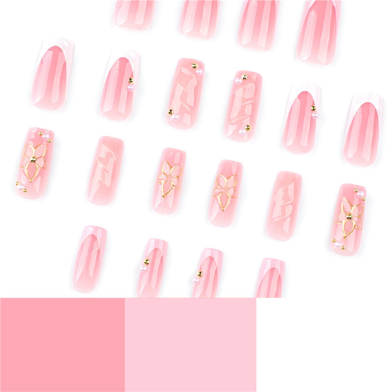 Elegant Floral-Embellished Press-On Nail Extensions Bowlift