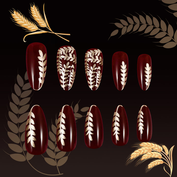 Elegant Botanical Press-On Nail Art Bowlift