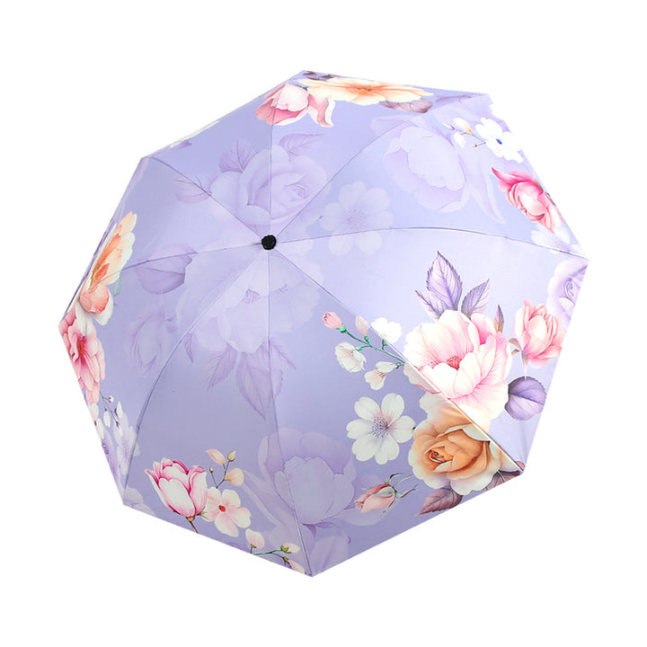Ladies Folding Umbrella with Elegant Floral Design Bowlift