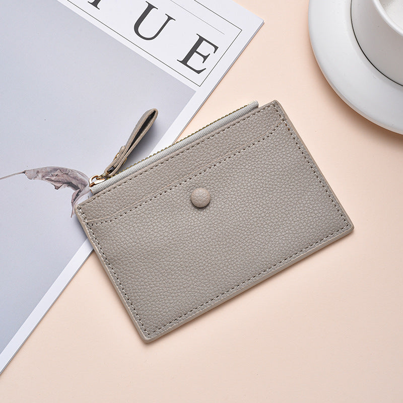 Textured Leather Zippered Card Holder Bowlift