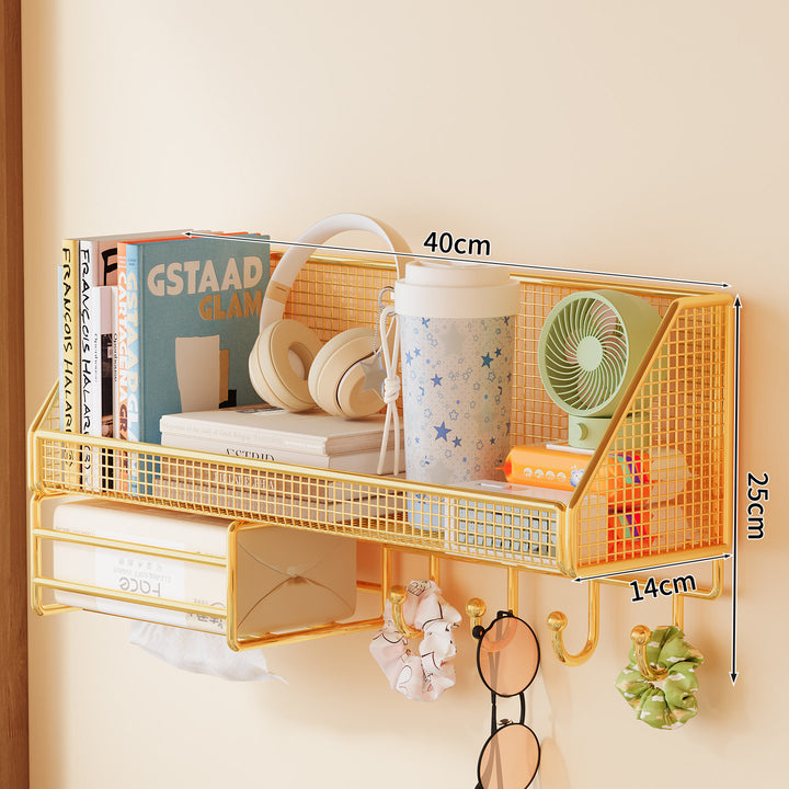 Wall-Mounted Mesh Storage Shelf Bowlift