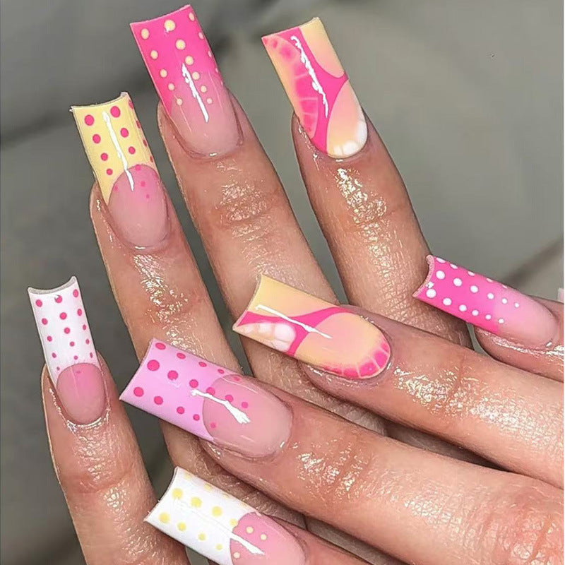 Long Press-On Nail Extensions with Artistic French Tips Bowlift