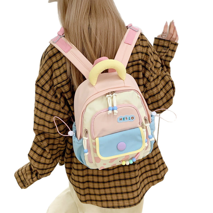 Leisure Backpack with Colorful Applications and Creative Design Bowlift