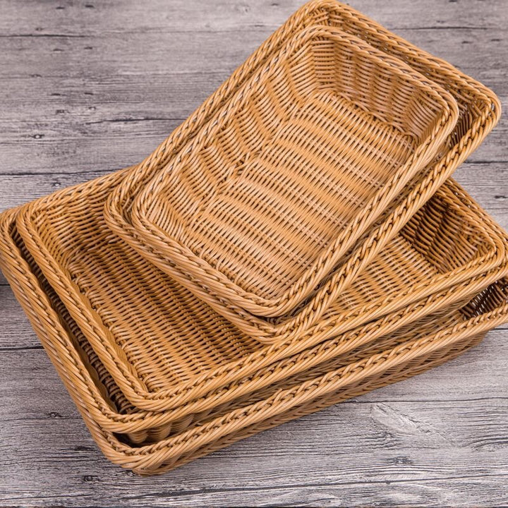 Unisex Rectangular Rattan Serving Basket Bowlift