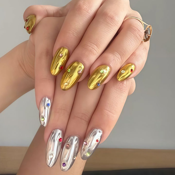 Glamorous Metallic Press-On Nail Set Bowlift