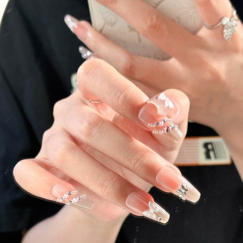 Artistic Character-Embellished Press-On Nails with Plaid and 3D Decals Bowlift