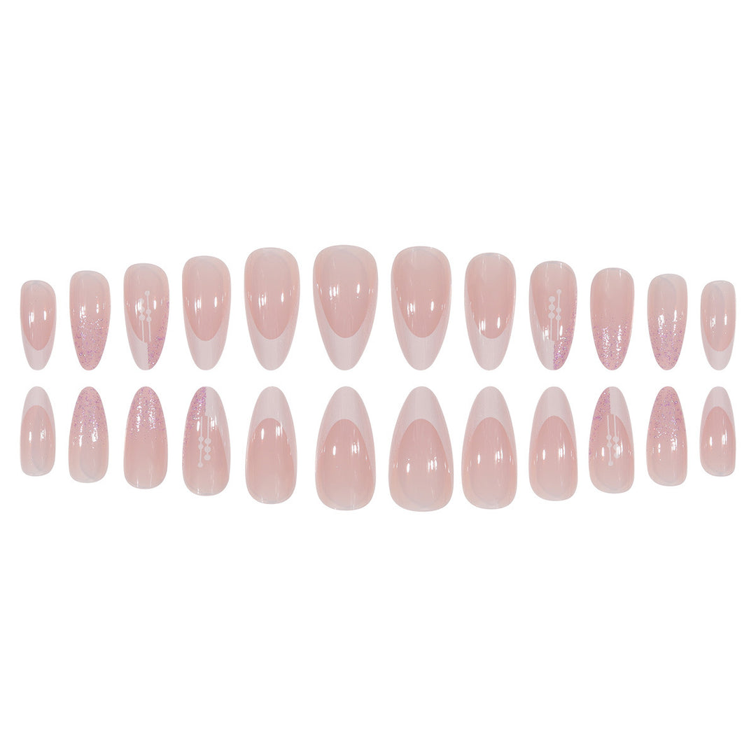 Elegant Stiletto Press-On Nails with Artistic French Tip Bowlift