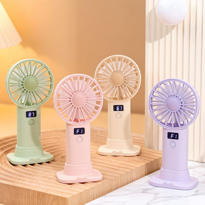 Women Portable Handheld Fan with Digital Speed Setting Bowlift