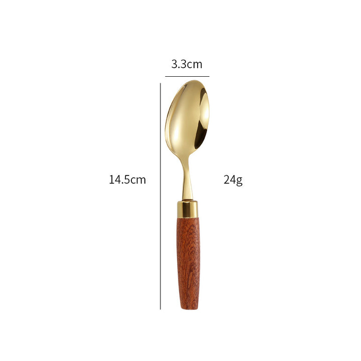 Elegant dessert spoon with ergonomic wooden handle Bowlift