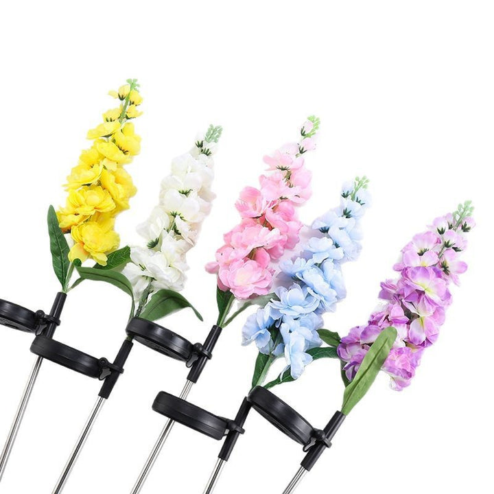 Tall Artificial Delphinium Floral Stake With Adjustable Metal Ground Spike And Removable Clamp Bowlift