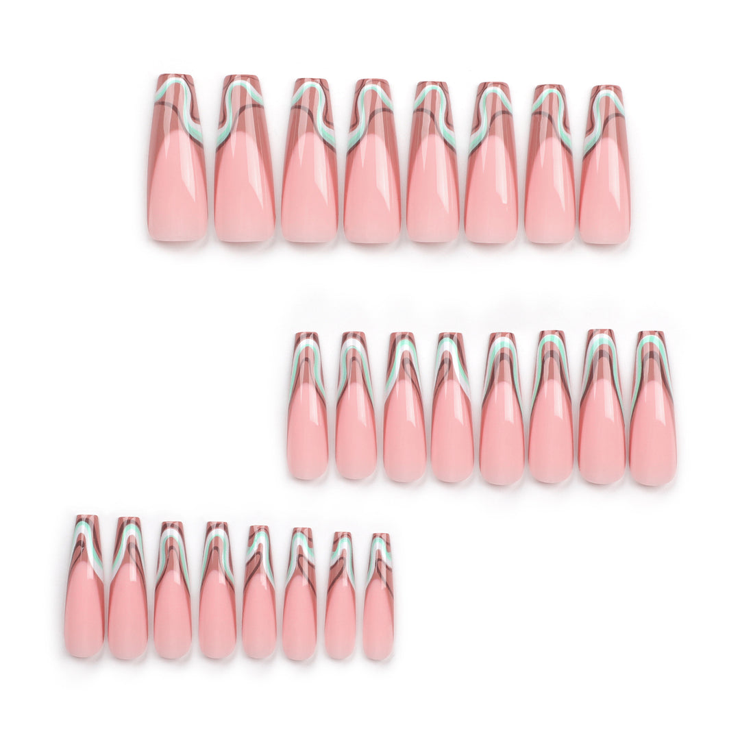 Artful acrylic nails with elegant wave design Bowlift
