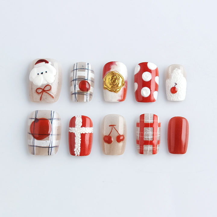 Seasonal Holiday-Themed Press-On Nail Set Bowlift