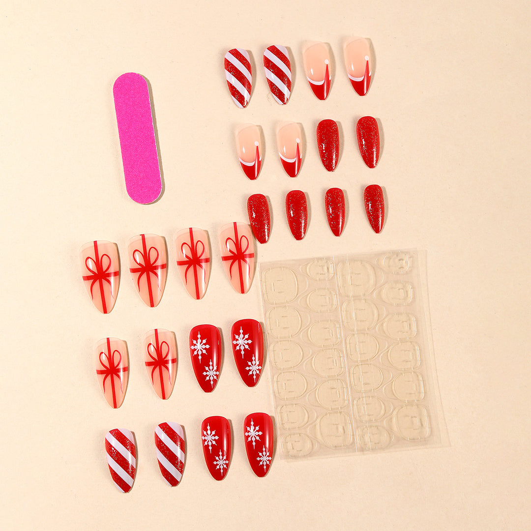 Festive Holiday-Themed Stiletto Nail Art Set Bowlift