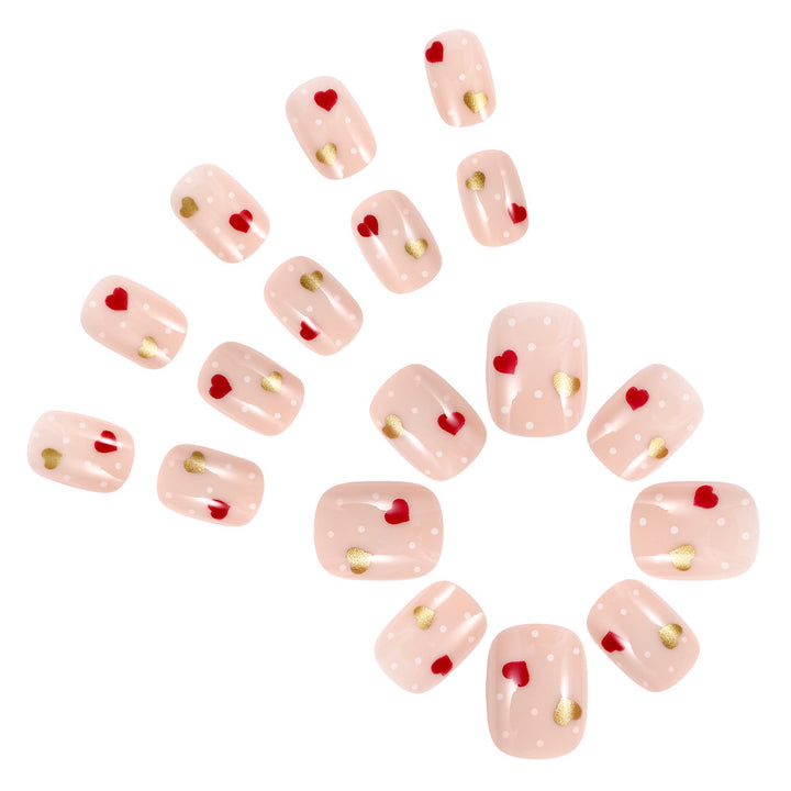 Romantic Heart-Embellished Press-On Nails Bowlift