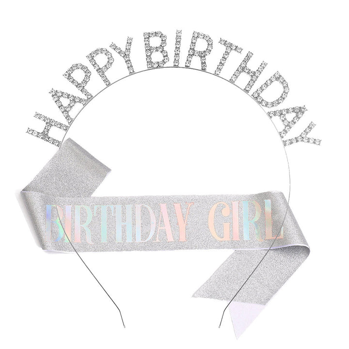 Ladies Glitter Headband with "Happy Birthday" Inscription Bowlift