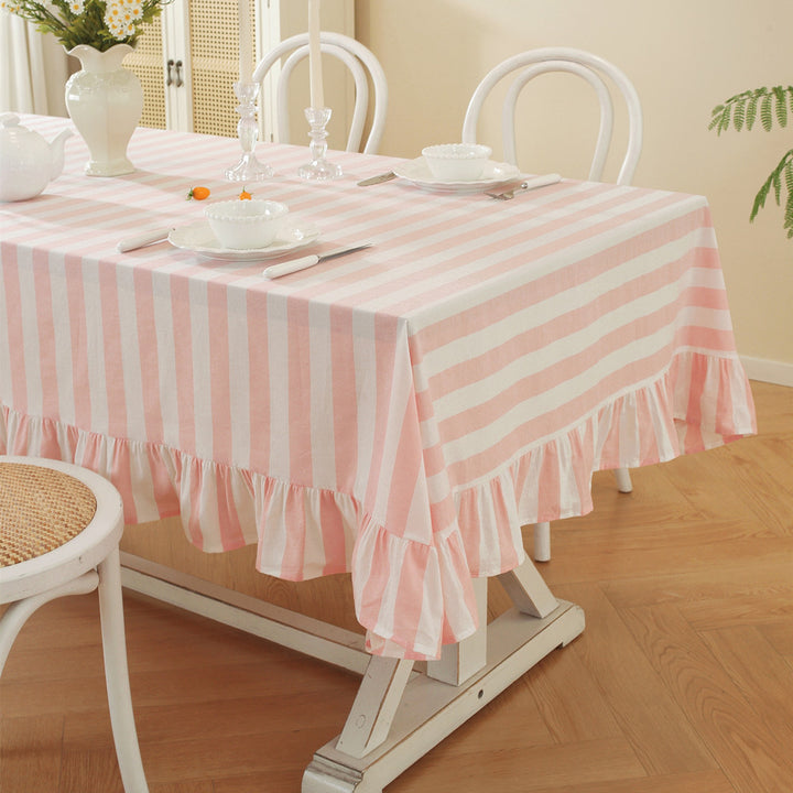 Ruffled Striped Tablecloth
