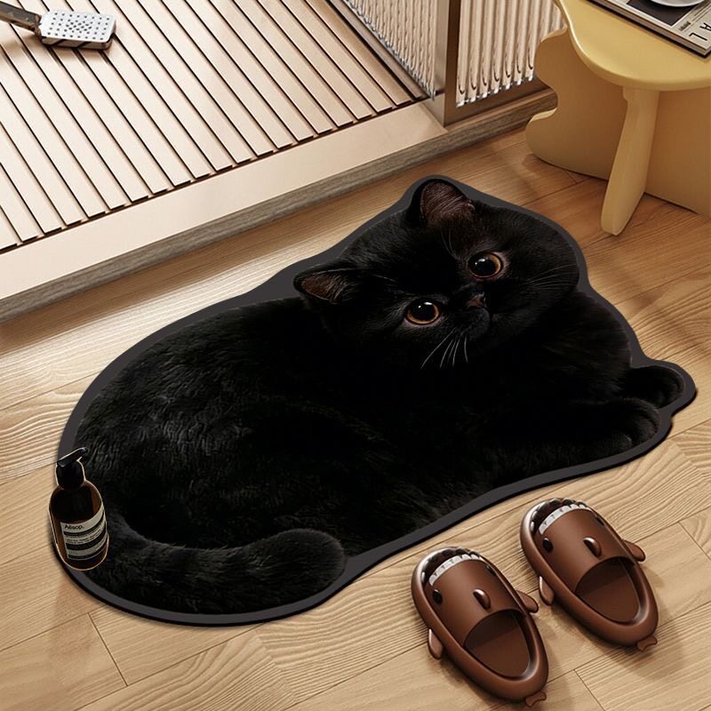Cat-Shaped Plush Bath Mat