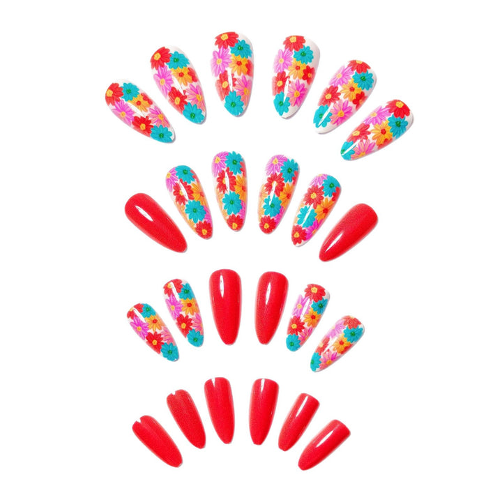 Artistic Summer Floral Acrylic Nail Art Bowlift