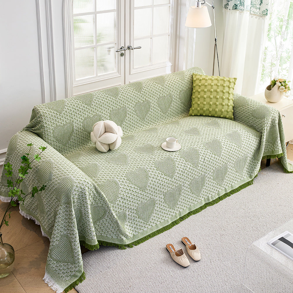 Cozy Heart Pattern Sofa Throw Blanket