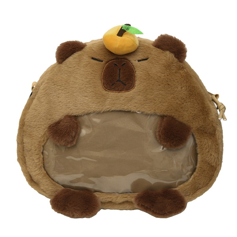 Plush Capybara Character Backpack Bowlift