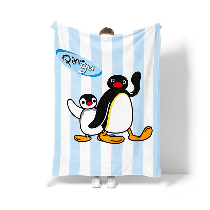 Fun Illustrated Penguin Plush Throw Blanket