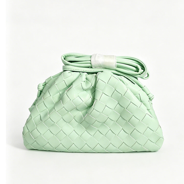 Elegant Woven Leather Bucket Bag Bowlift