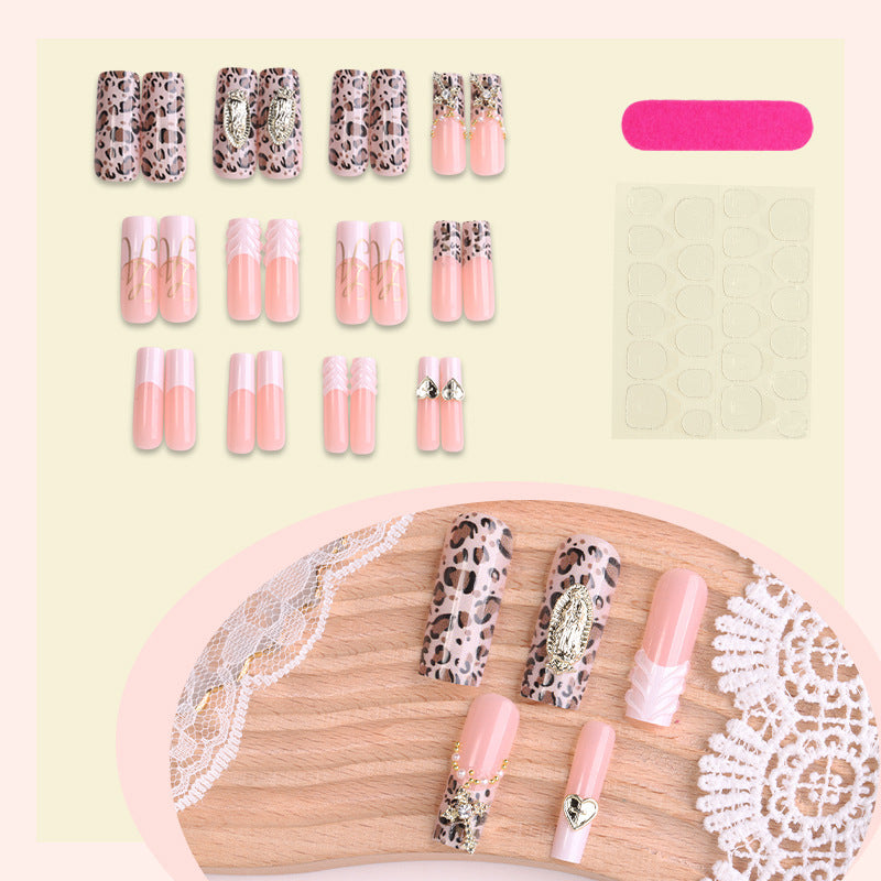 Creative Nail Art Set with Leopard Design and Elegant Decorations Bowlift