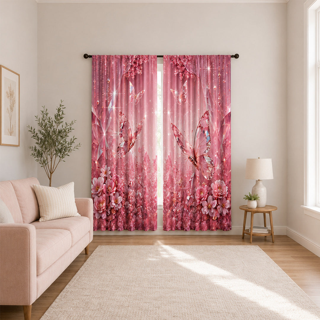 Floral Patterned Window Curtains
